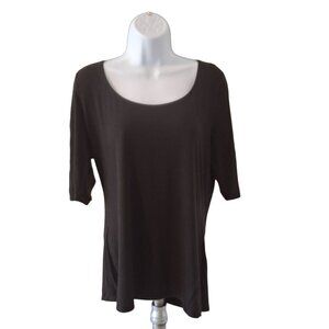 White House Black Market Womens Top Large Scoop Neck Black Goth